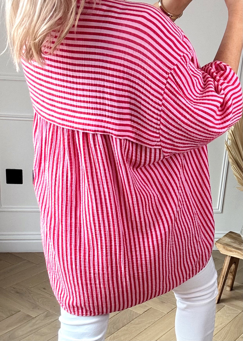 Miami striped shirt - pink/red