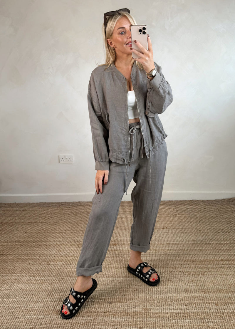Oia linen bomber - mocha