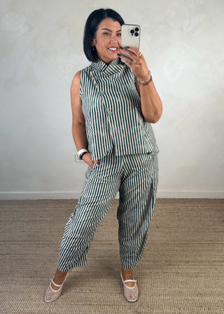 Finch striped trouser - Teal