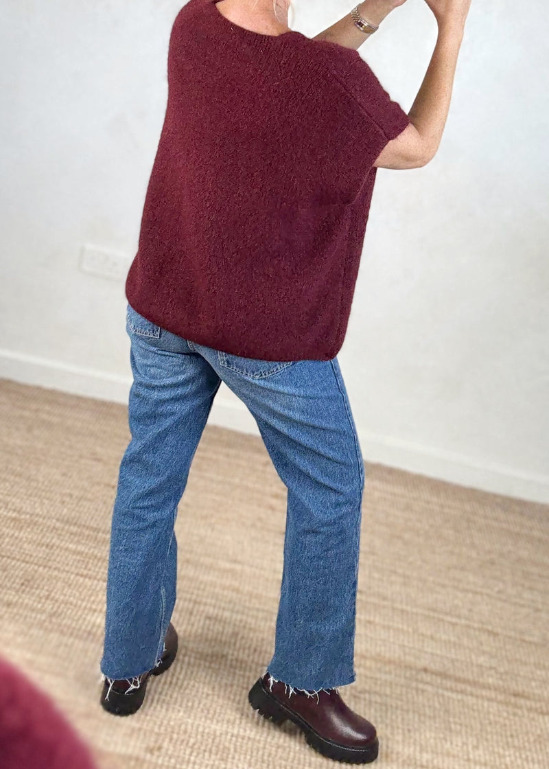 Lottie button knit - merlot