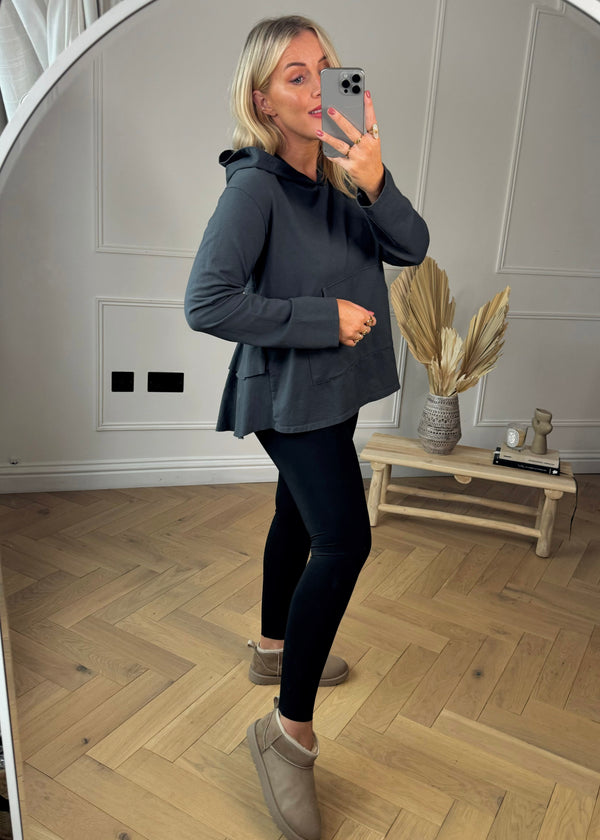 Wade peplum hoodie - slate