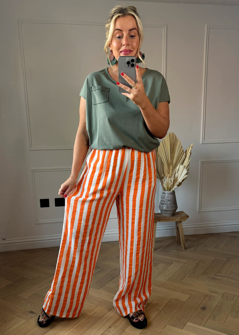 Jolie pants -  orange/stone stripe