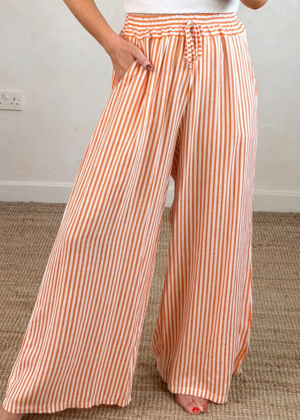 Bowie linen pants - orange stripe