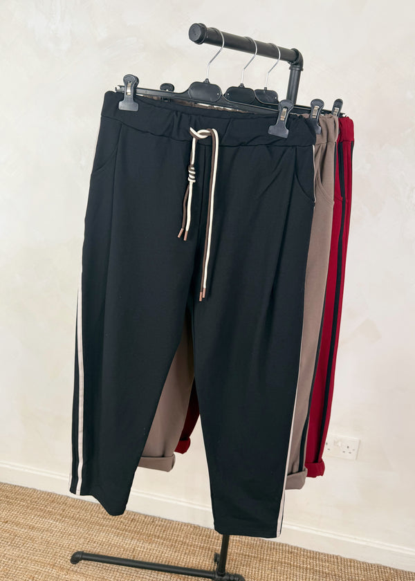 Beth striped jogger - black