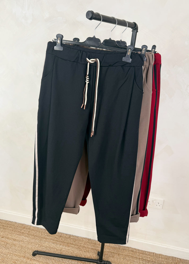 Beth striped jogger - black