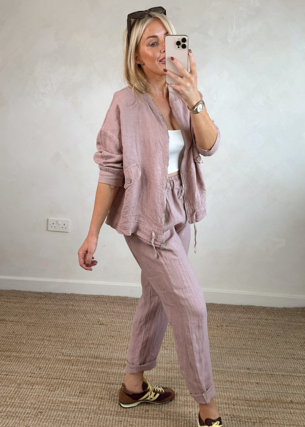 Milos linen trouser - blush