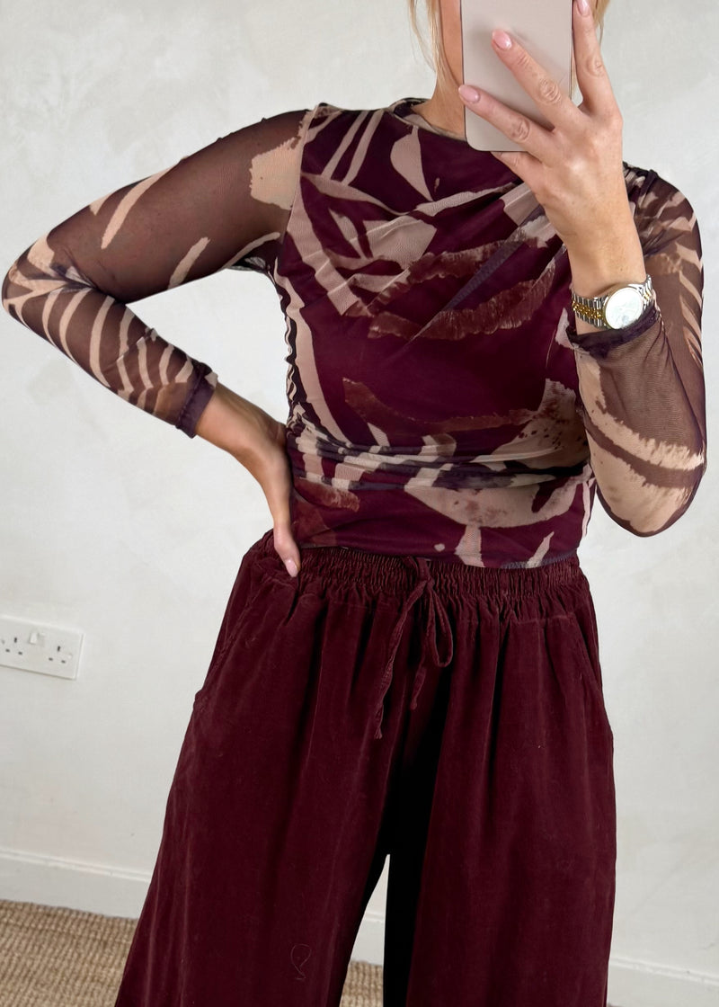 Talia Sheer top - Merlot