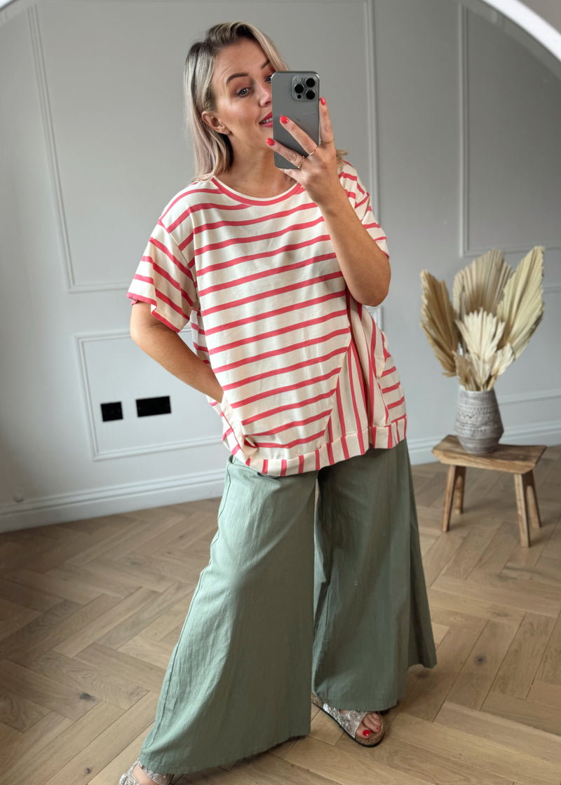 Dandy striped tee - coral