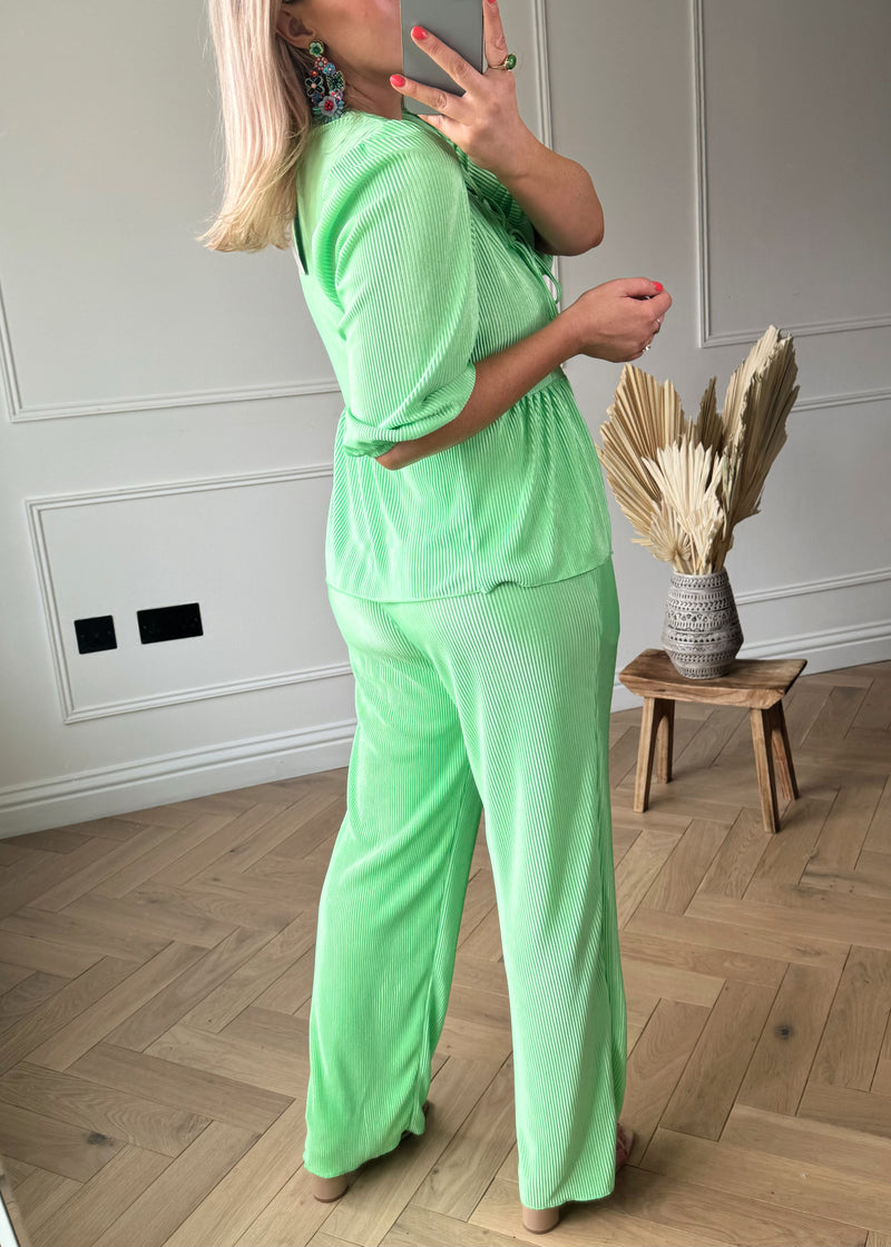 Jemima plisse co-ord - lime