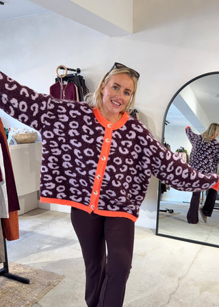 Sam chunky animal print knit - Aubergine