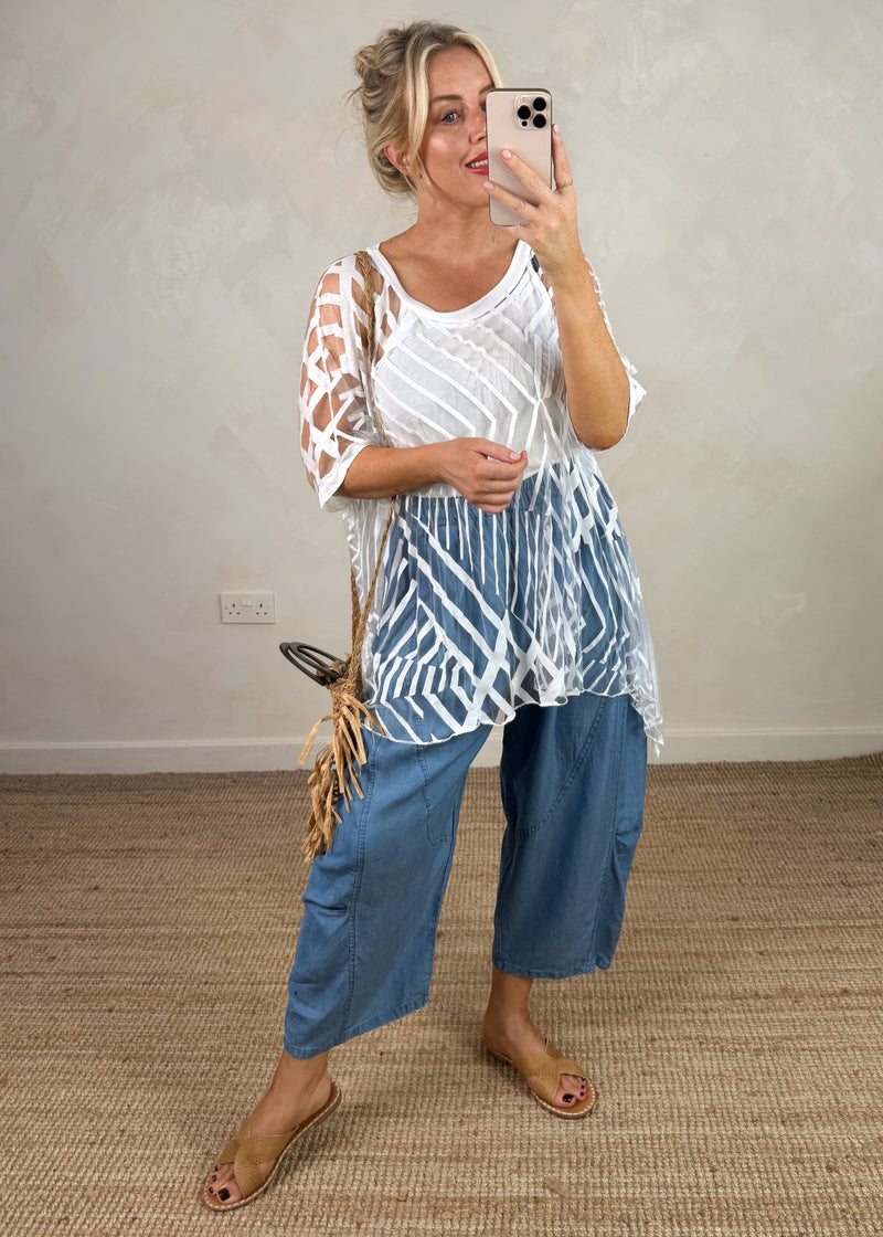Nikki 2 layer top - white