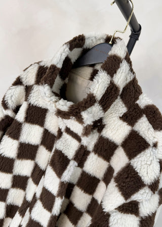 Checkerboard fleece - chocolate