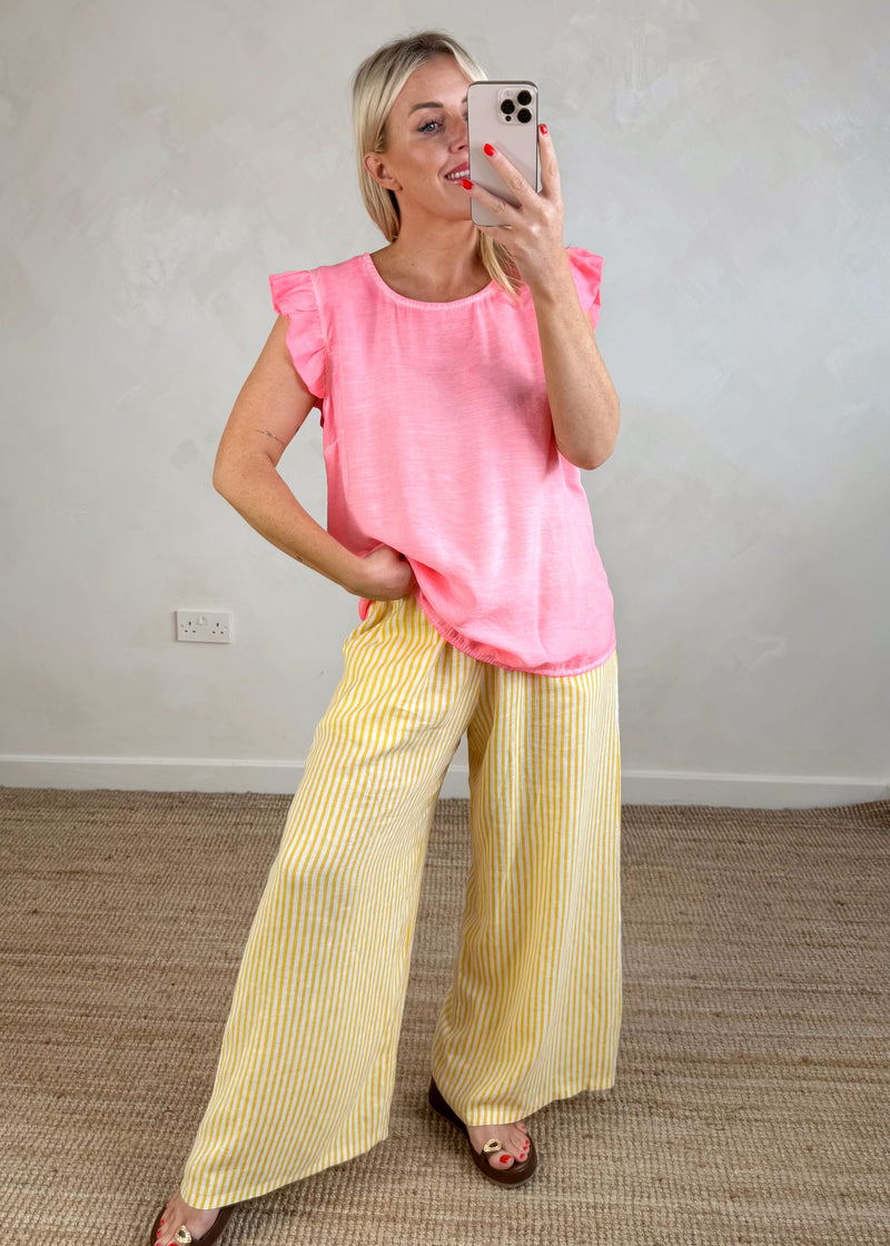 Kiki Frill top - neon coral