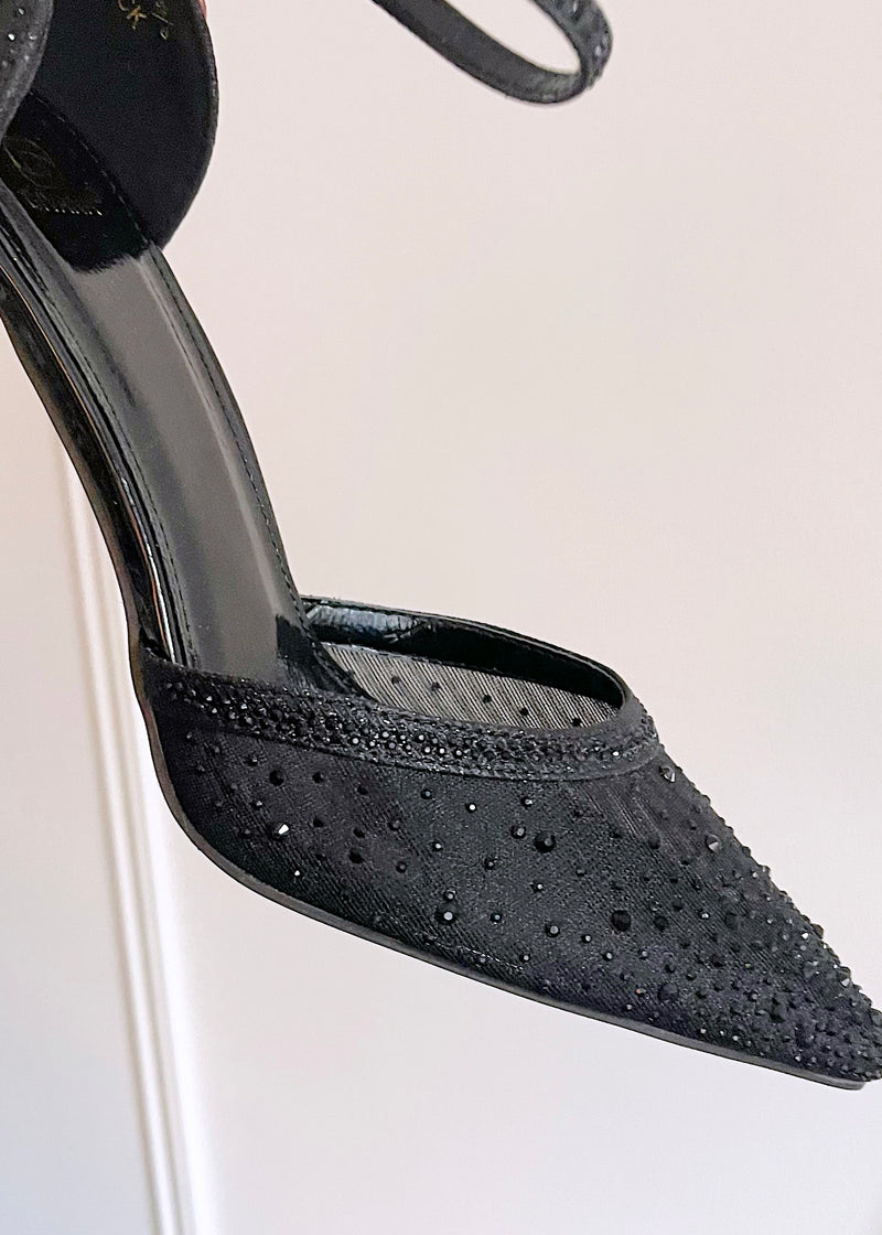 Lynzi crystal heel - black
