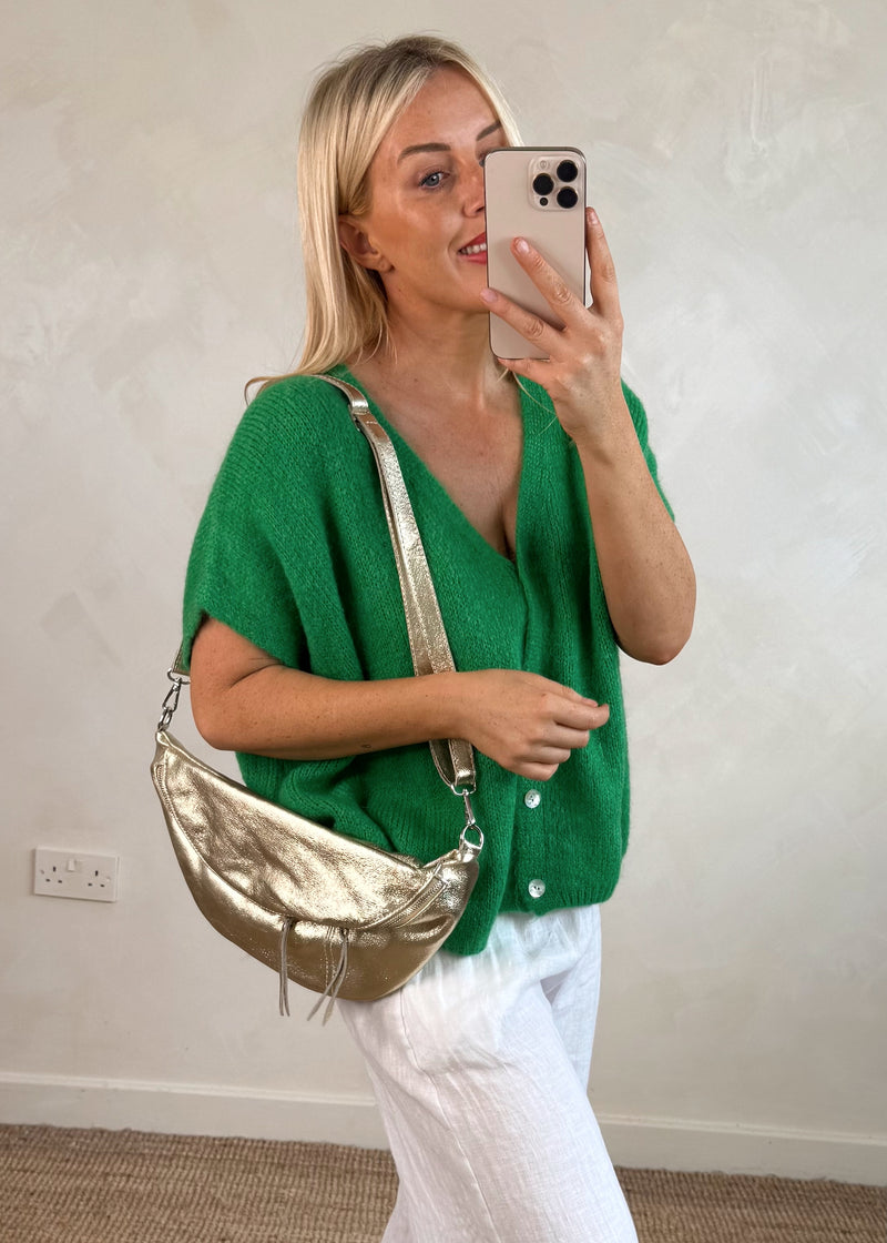 Lottie button knit - shamrock