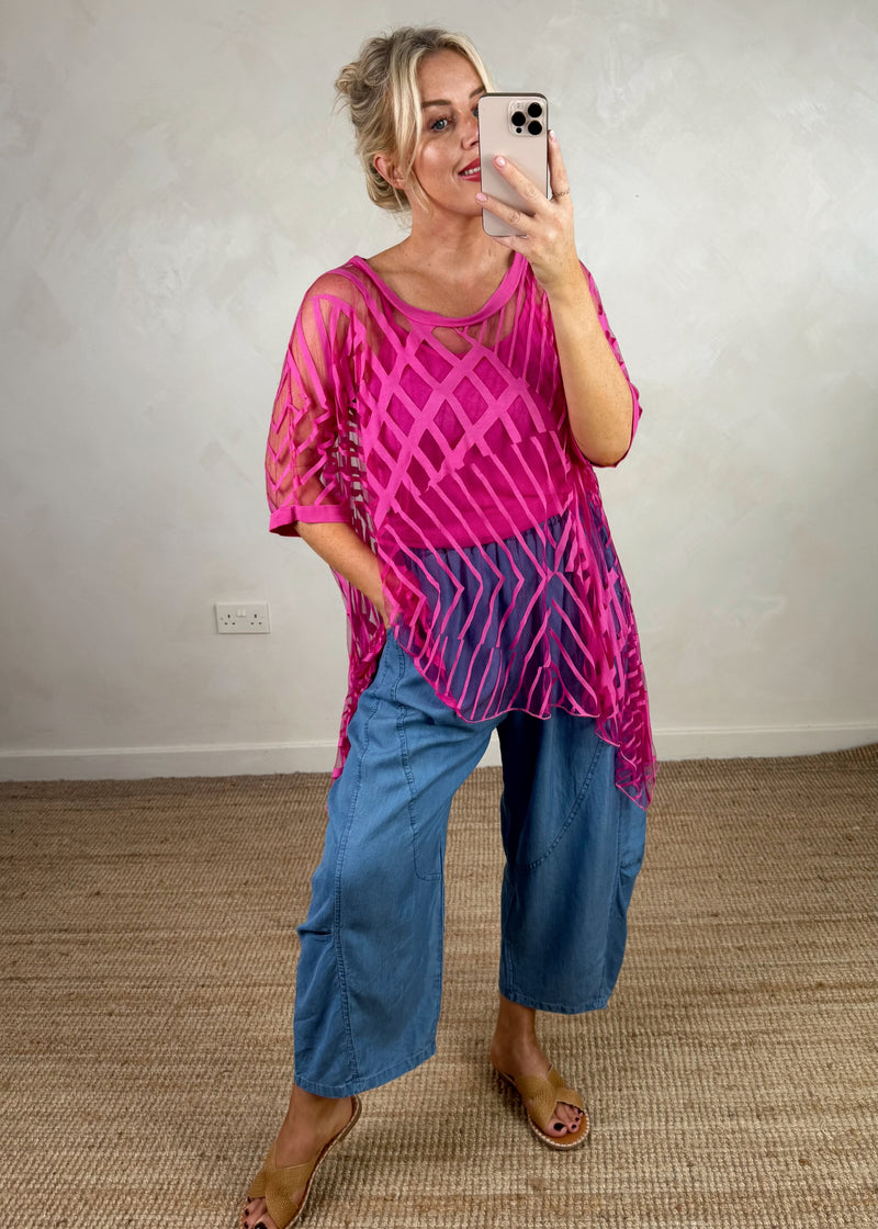 Nikki 2 layer top - hot pink