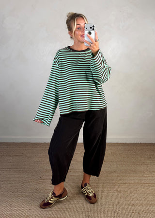 Nico crew neck striped tee - Chocolate/mint