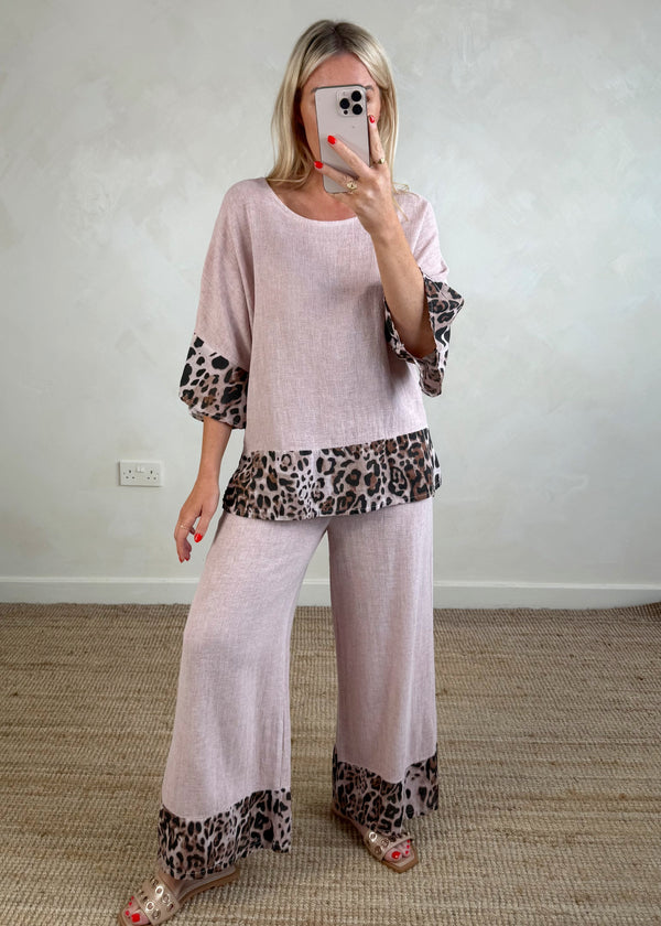 Rosso linen blend trouser - blush