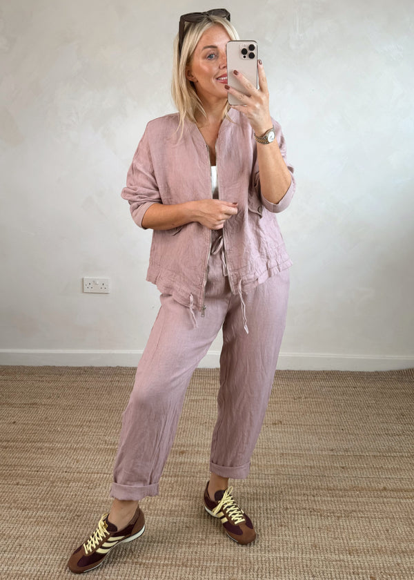 Oia linen bomber - blush