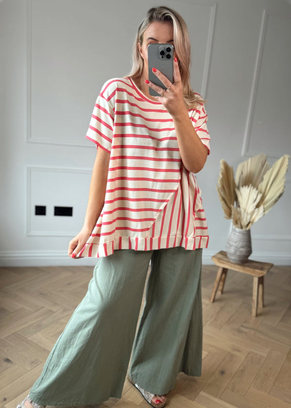 Dandy striped tee - coral