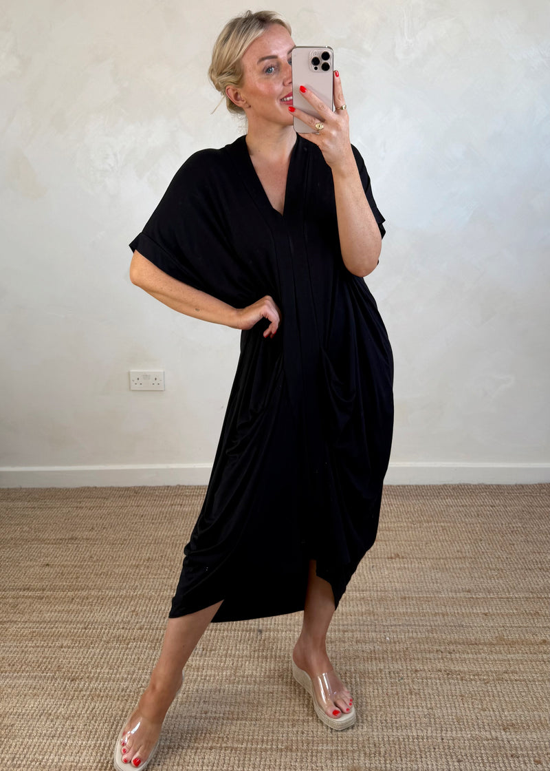Phoebe draped midi - navy