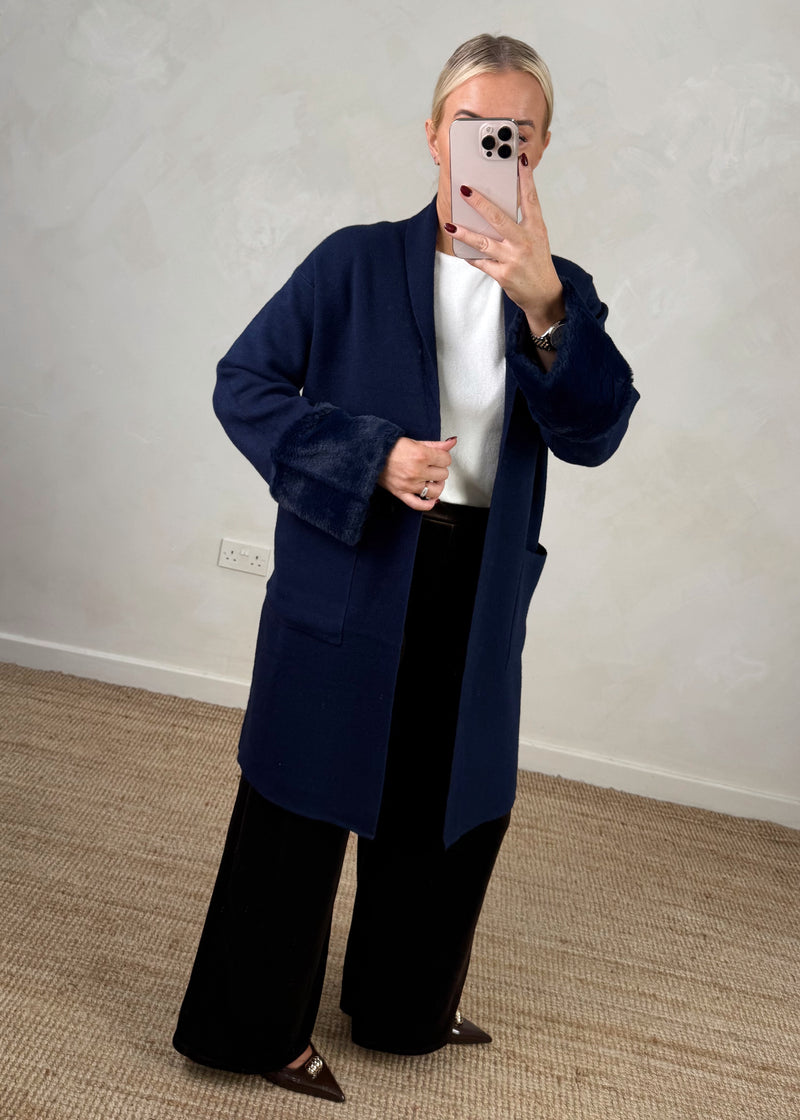 Georgie fur cardigan - navy