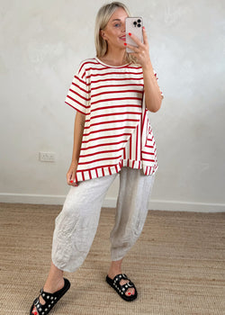 Charlie striped tee - red