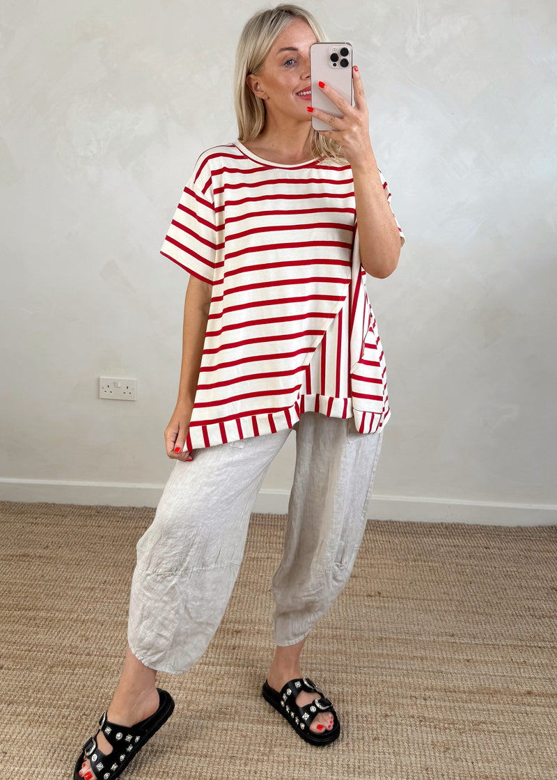 Charlie striped tee - red