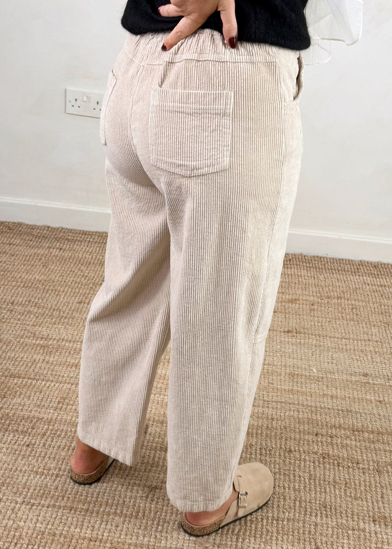 Mylie corduroy barrel leg trouser - cream