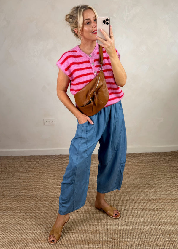 Nat striped knit - pink/red