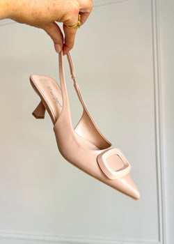 buckle slingback heel - nude