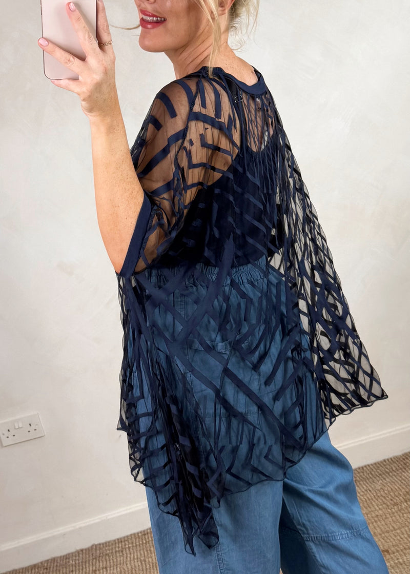 Nikki 2 layer top - navy