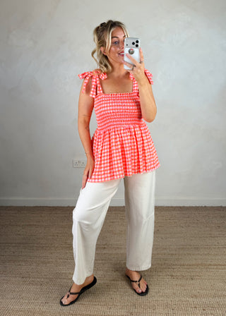 Elsie checked tie top - two