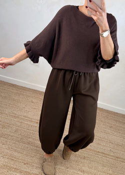 Maddie frill knit - chocolate