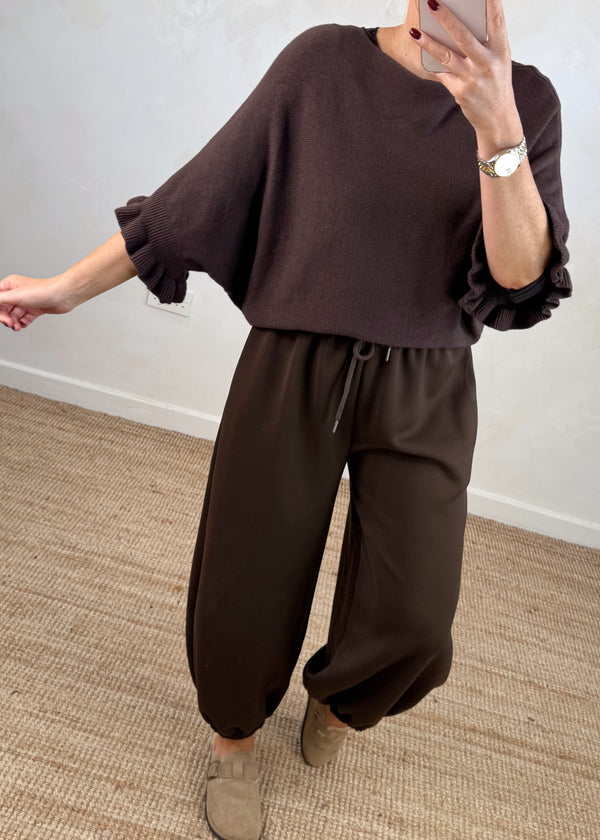 Maddie frill knit - chocolate
