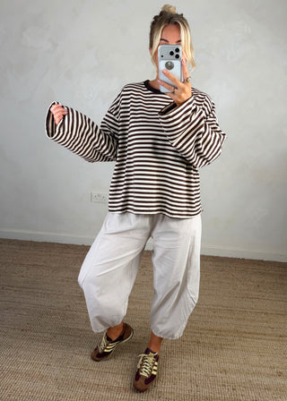 Nico crew neck striped tee - Chocolate/cream
