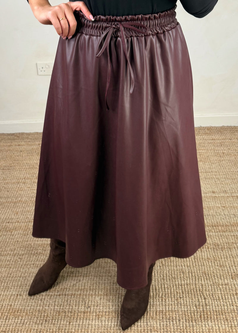 Mayci faux leather skirt - merlot