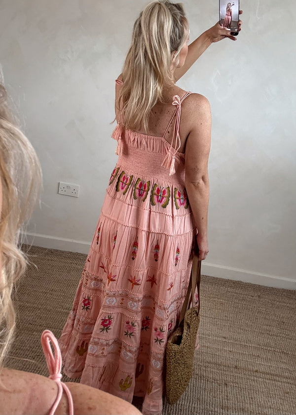 Essie beaded maxi - peach