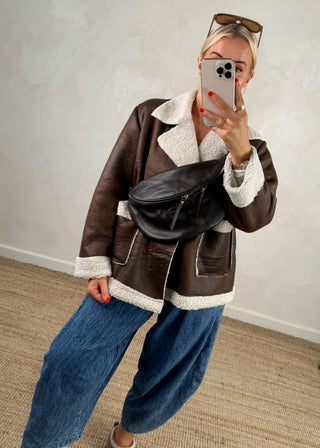 Tori leather sling bag - Chocolate