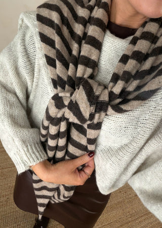 Oversized striped knitted scarf