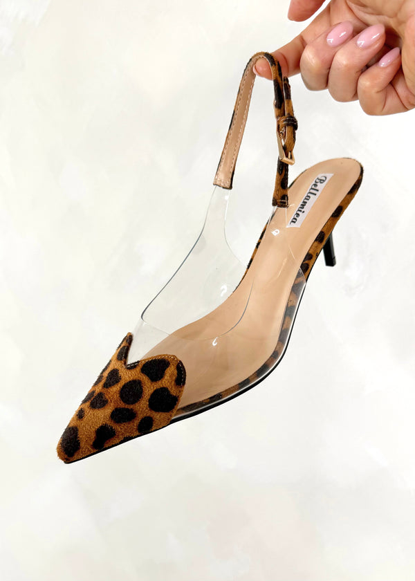 Clear heart heel - leopard