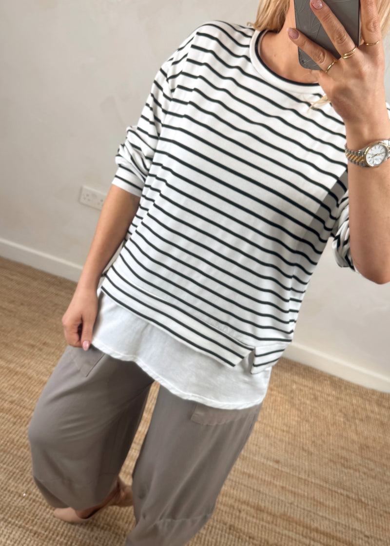 Wren striped tee - black