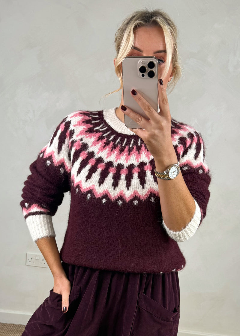 Aspen fair isle knit - merlot