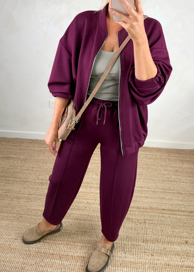 Carrot leg bomber co-ord set - Damson