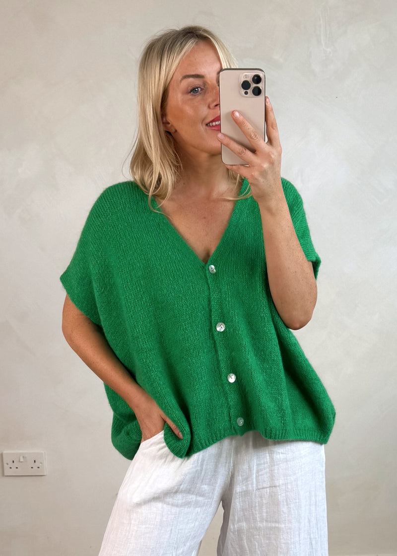 Lottie button knit - shamrock