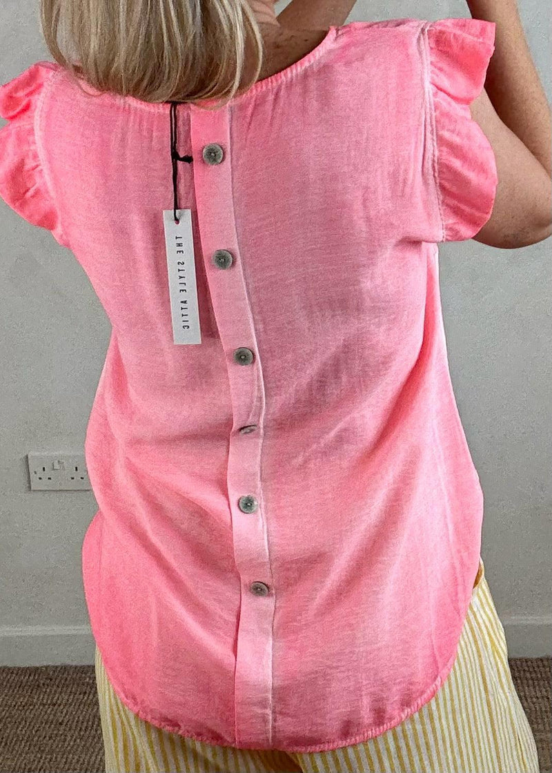 Kiki Frill top - neon coral