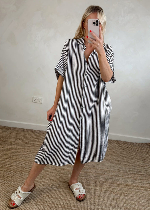 Lavinia striped dress - brown
