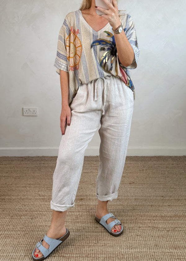 Milos linen trouser - stone