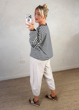 Nico crew neck striped tee - Navy/cream