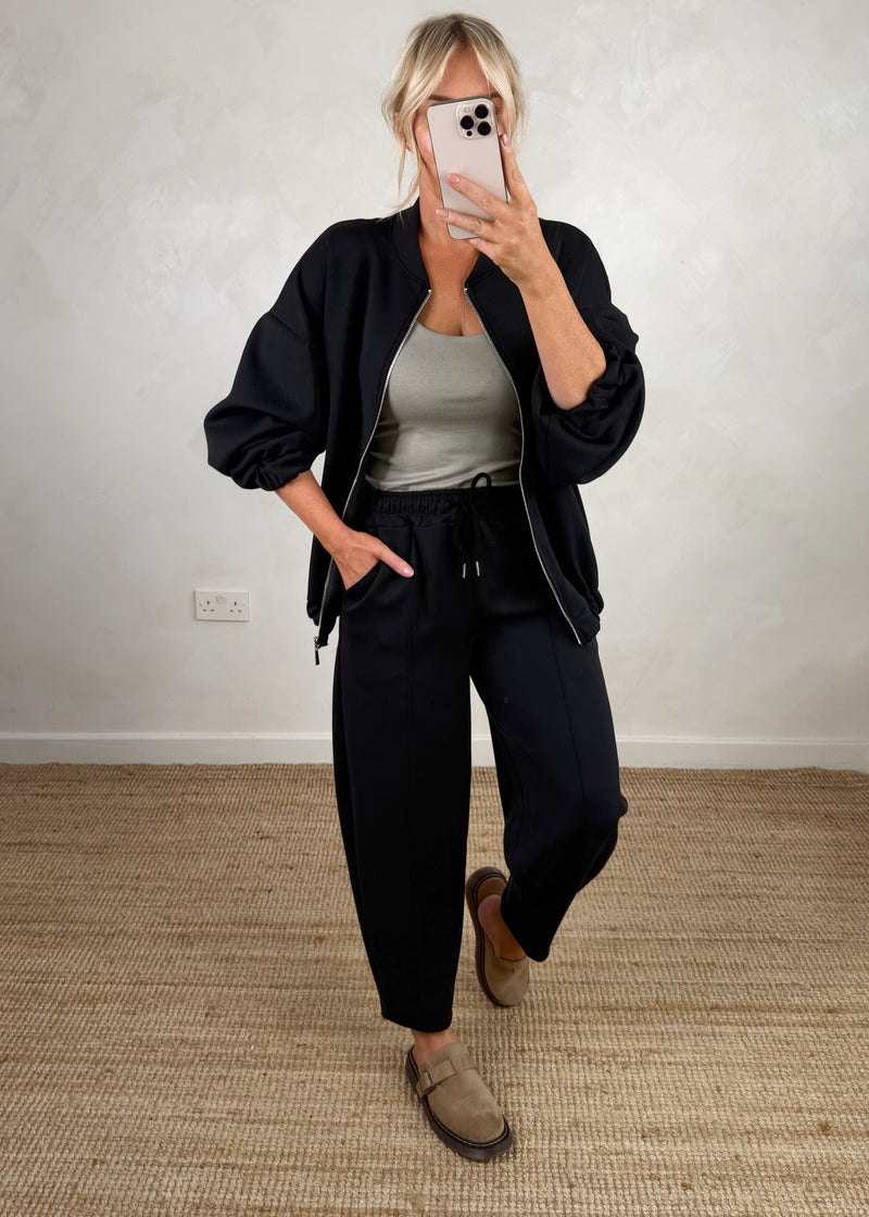 Carrot leg bomber co-ord set - black